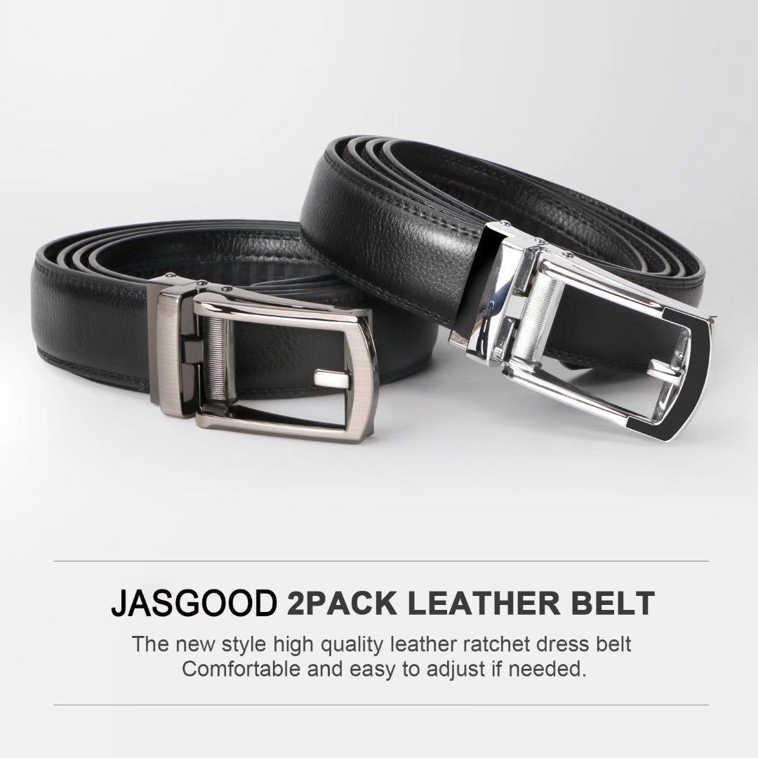 Men'S Ratchet Belts Leather Click Belt for Men 2 Pack