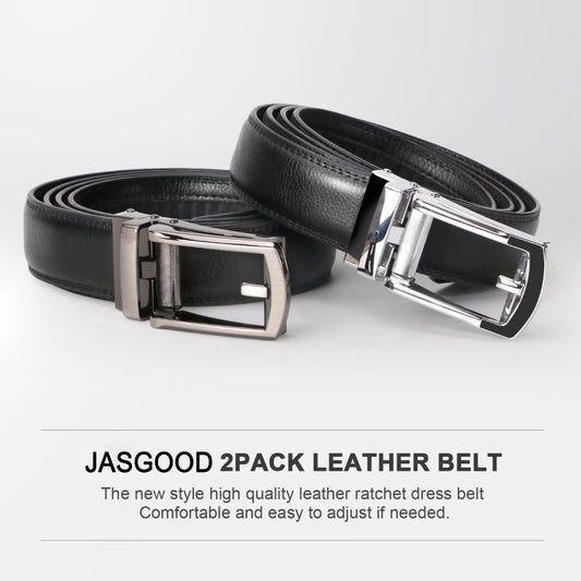 Men'S Ratchet Belts Leather Click Belt for Men 2 Pack