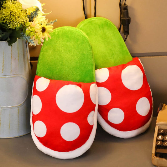 Piranha Plant Slippers with Pipe Pot Holder - Mushroom Slippers Loafer with Red Socks