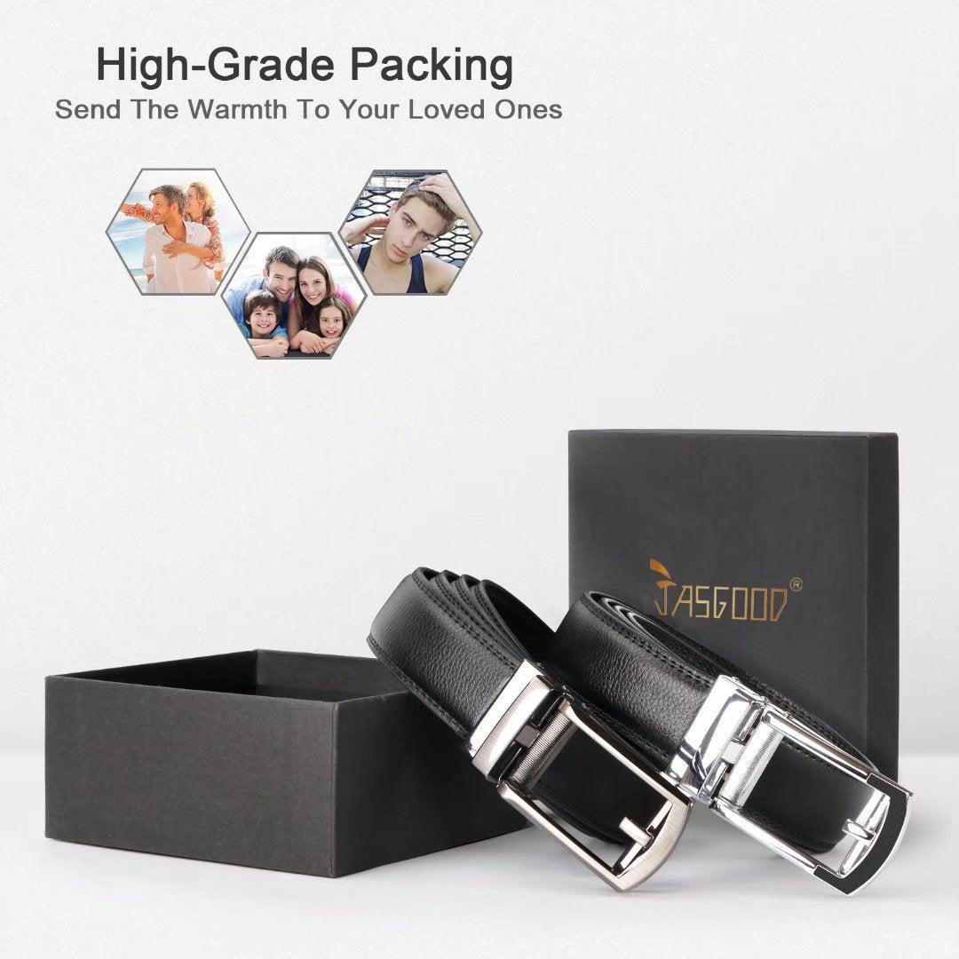 Men'S Ratchet Belts Leather Click Belt for Men 2 Pack