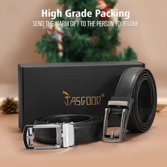 Men'S Ratchet Belts Leather Click Belt for Men 2 Pack